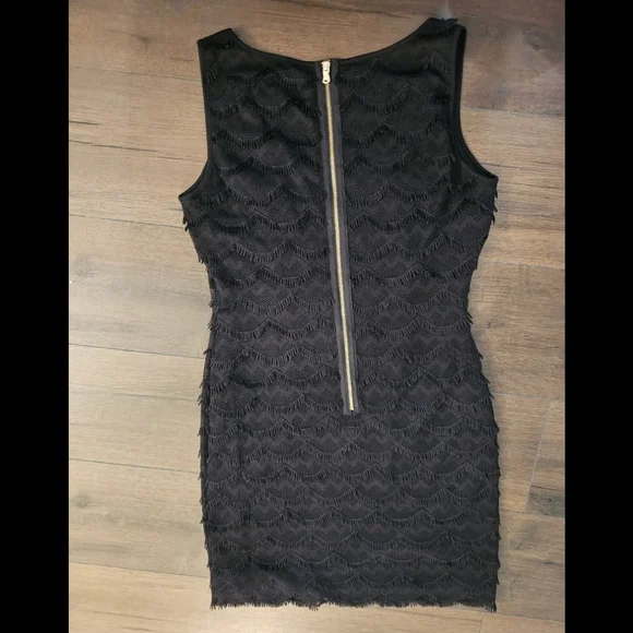 Guess Lace Fringe Black Bodycon Dress - Size 6 - Picture 11 of 16